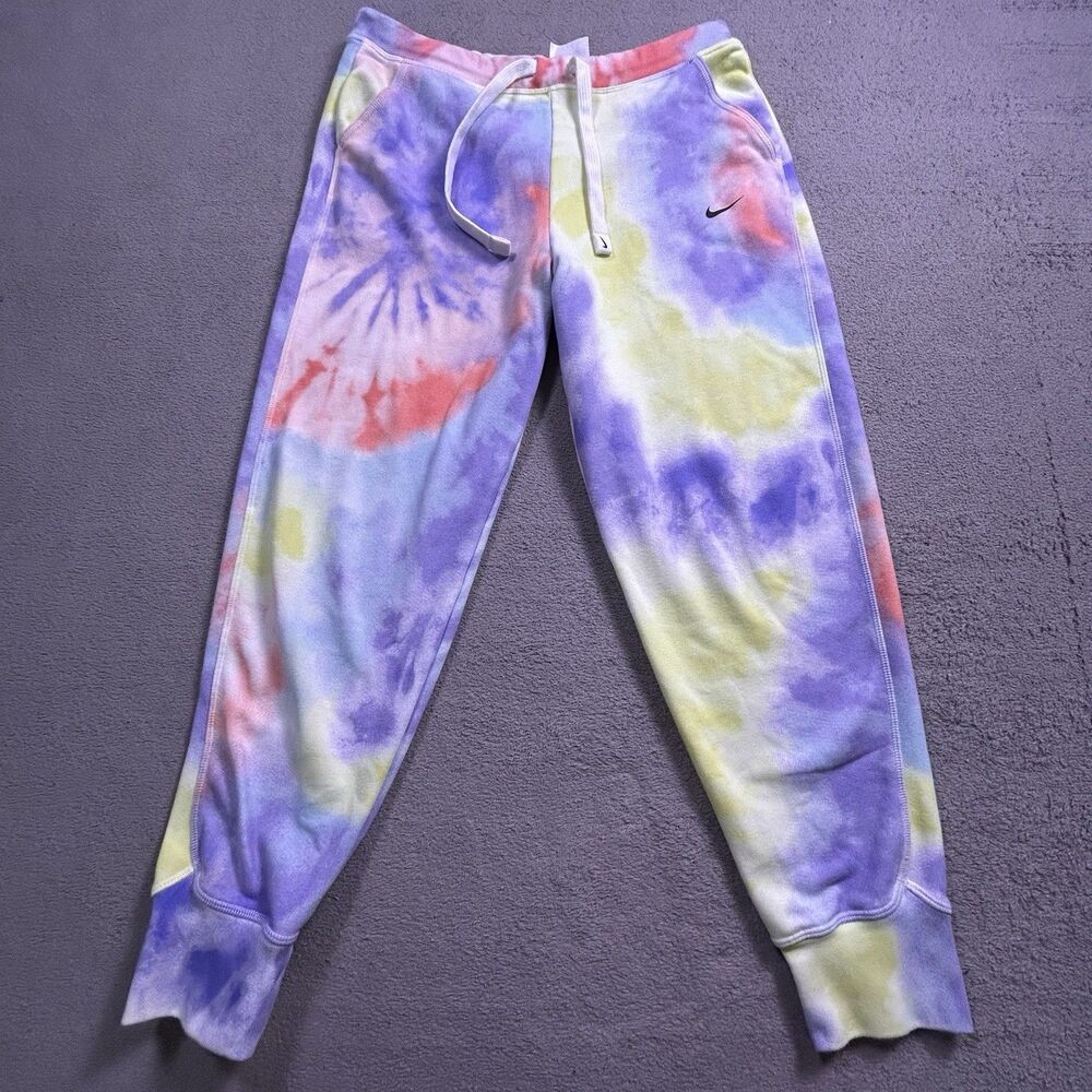 Nike Dri-FIT Sweatpants Womens Small Tie Dye Pastel Purple Yellow Joggers